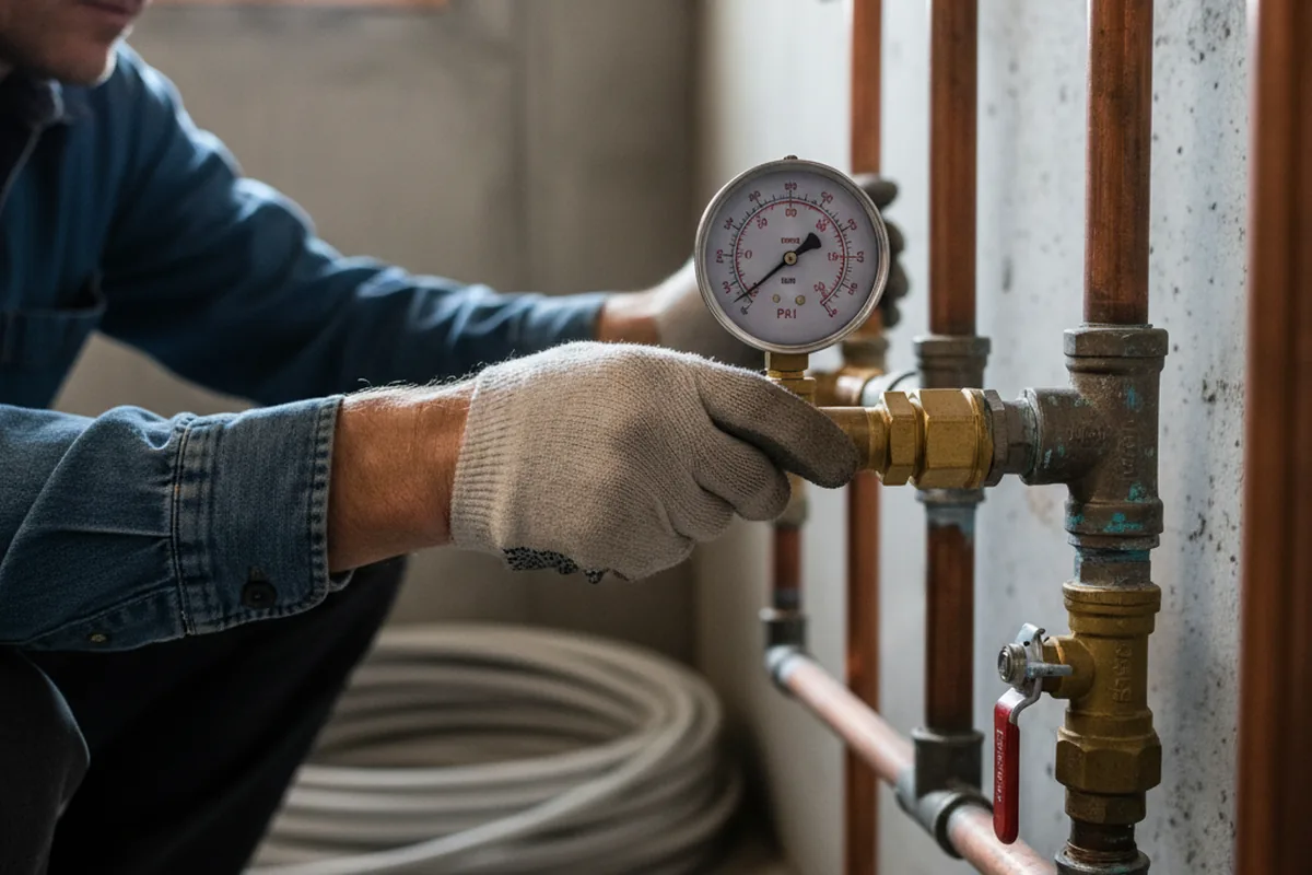 Pressure testing a repaired line during Water Line Repair in Bethlehem